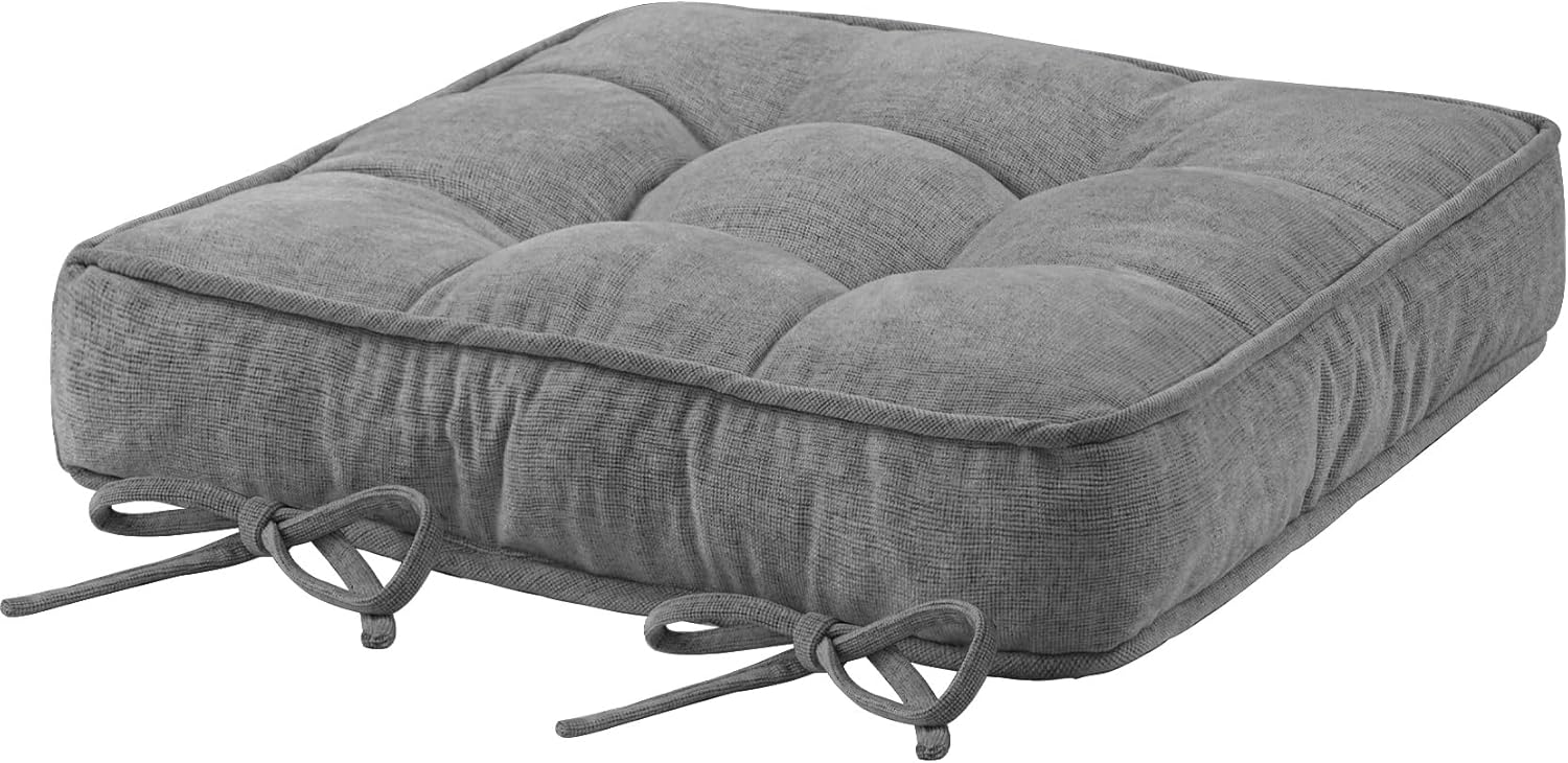 Cojines de silla de 20 x 20 pulgadas para muebles de exterior, color gris claro, doble tubería, cojín de asiento de patio interior, resistente a la