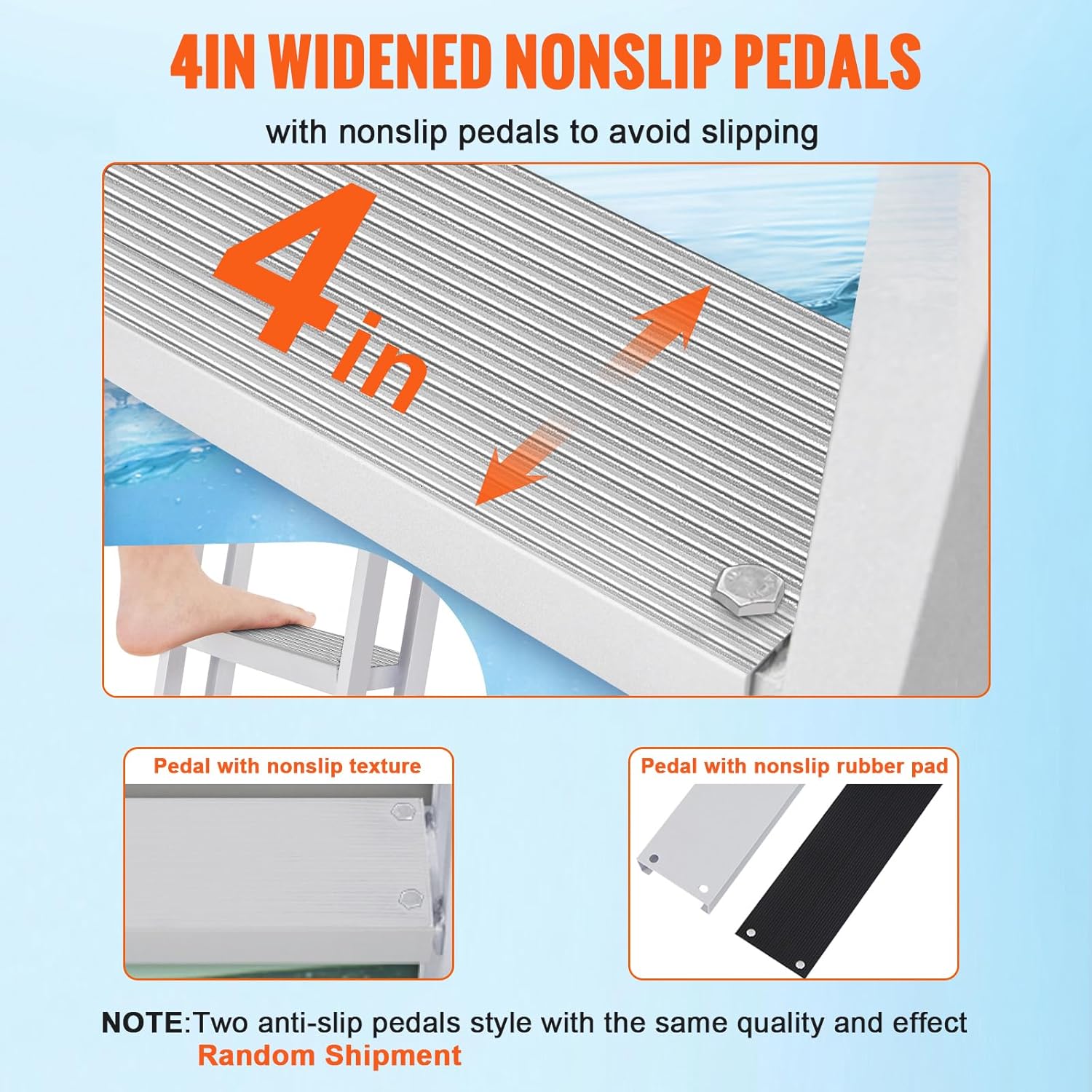 VEVOR Escalera retráctil para muelle con pedales antideslizantes, escalera para barco pontón de 56 a 68 pulgadas de altura total ajustable, escalera
