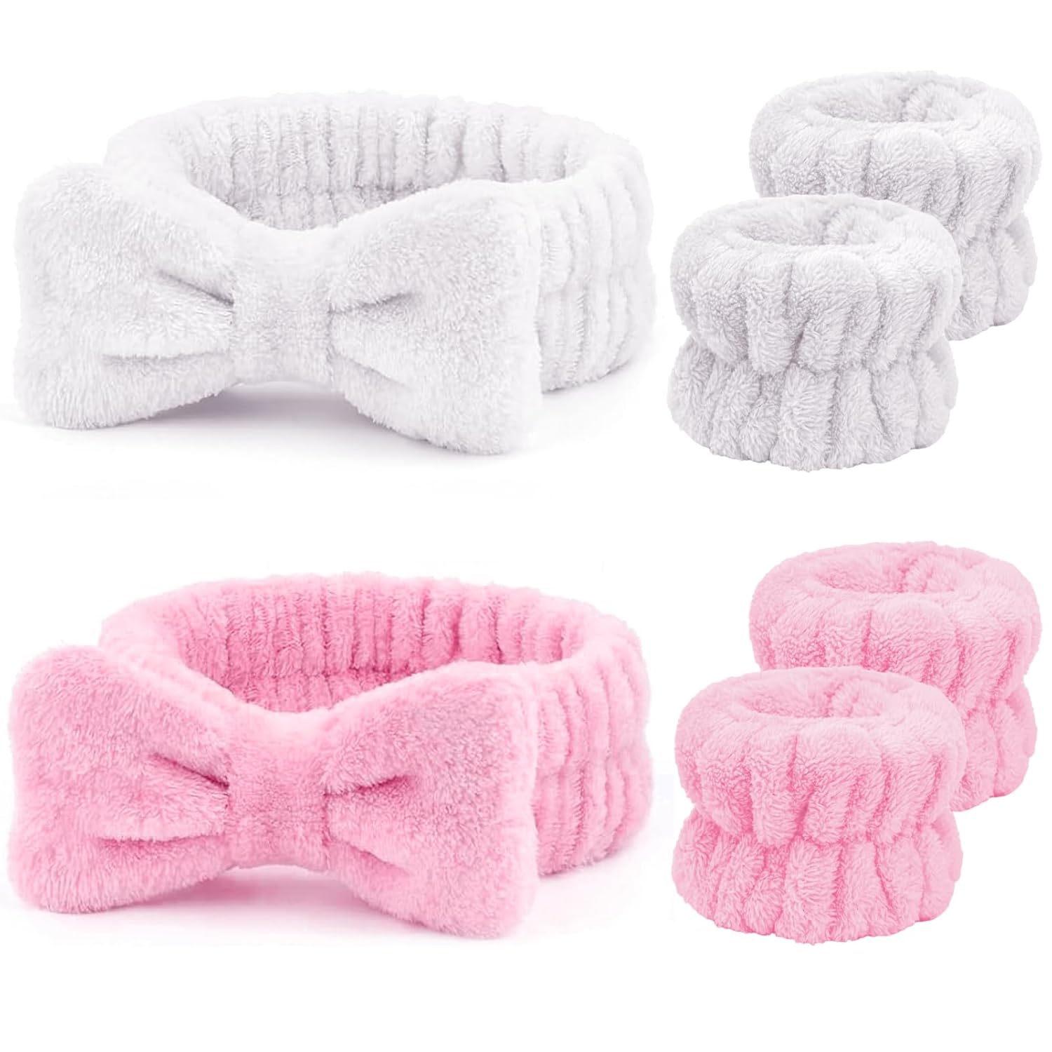 6 diademas de maquillaje, diadema para lavar la cara, diadema de spa para lavar la cara y pulseras a juego, estilo lindo, diademas peludas para el