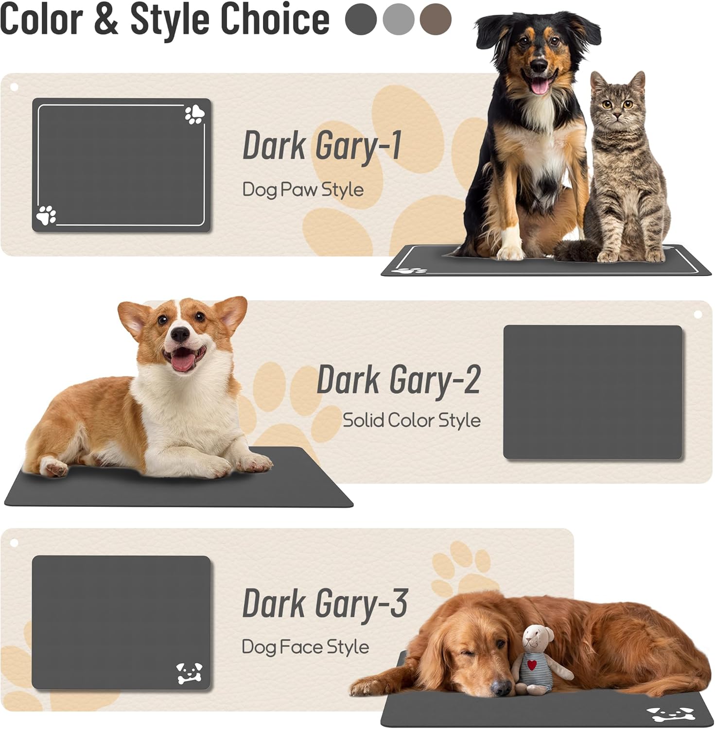 SHARKWOOD Tapete de comida para perro, absorbente e impermeable, tapete para agua para perros, tapete para alimentos y agua, tapete antideslizante