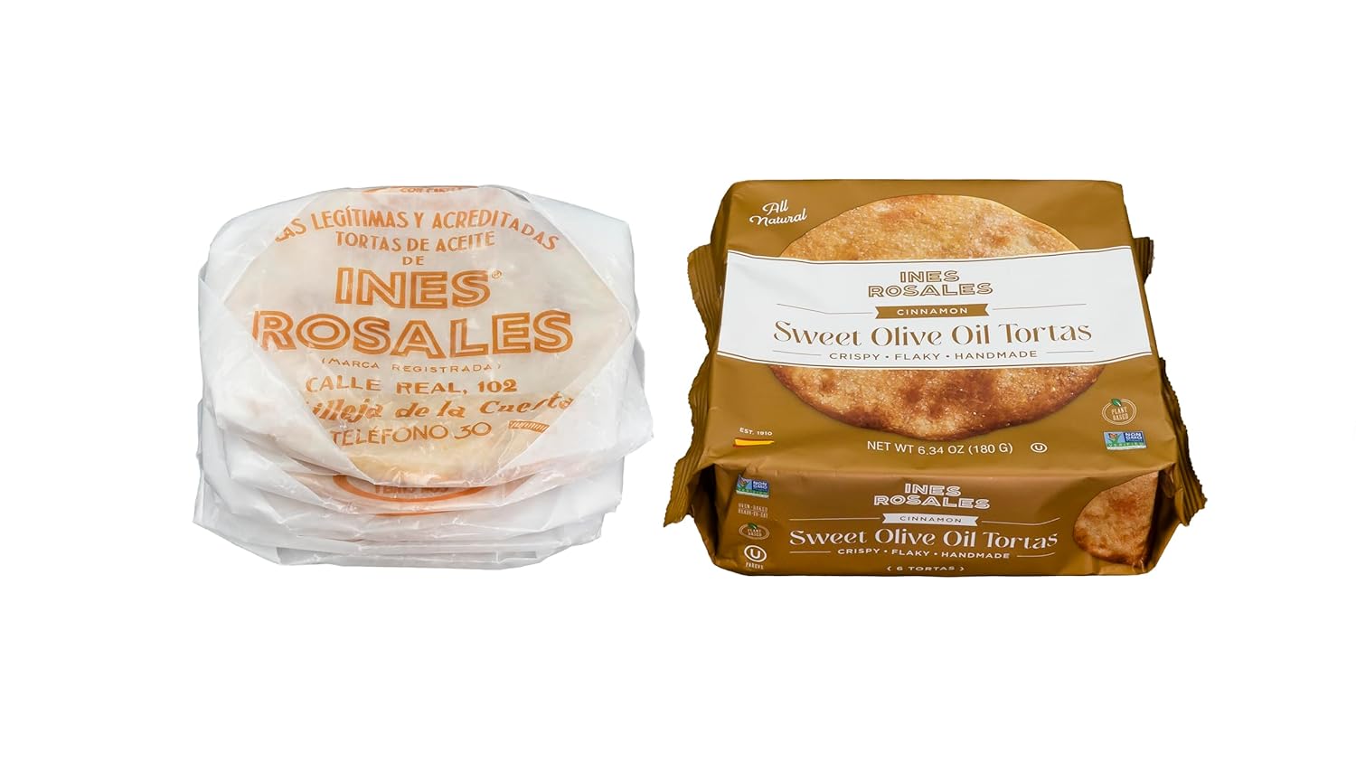 Ines Rosales Tortas de aceite de oliva dulce de canela (paquete de 5) (Tortas Aceite con Canela) paquete de 6.34 onzas (6.35 oz), cada paquete