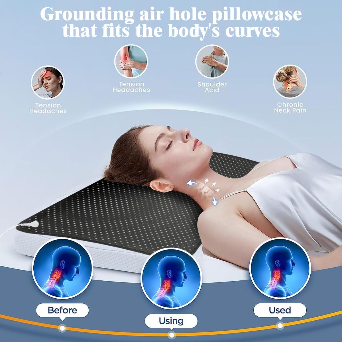 Funda de almohada para cabello y piel, 100% piel sintética, 20 x 30 pulgadas, mejora el sueño, reduce la inflamación, la ansiedad y el dolor