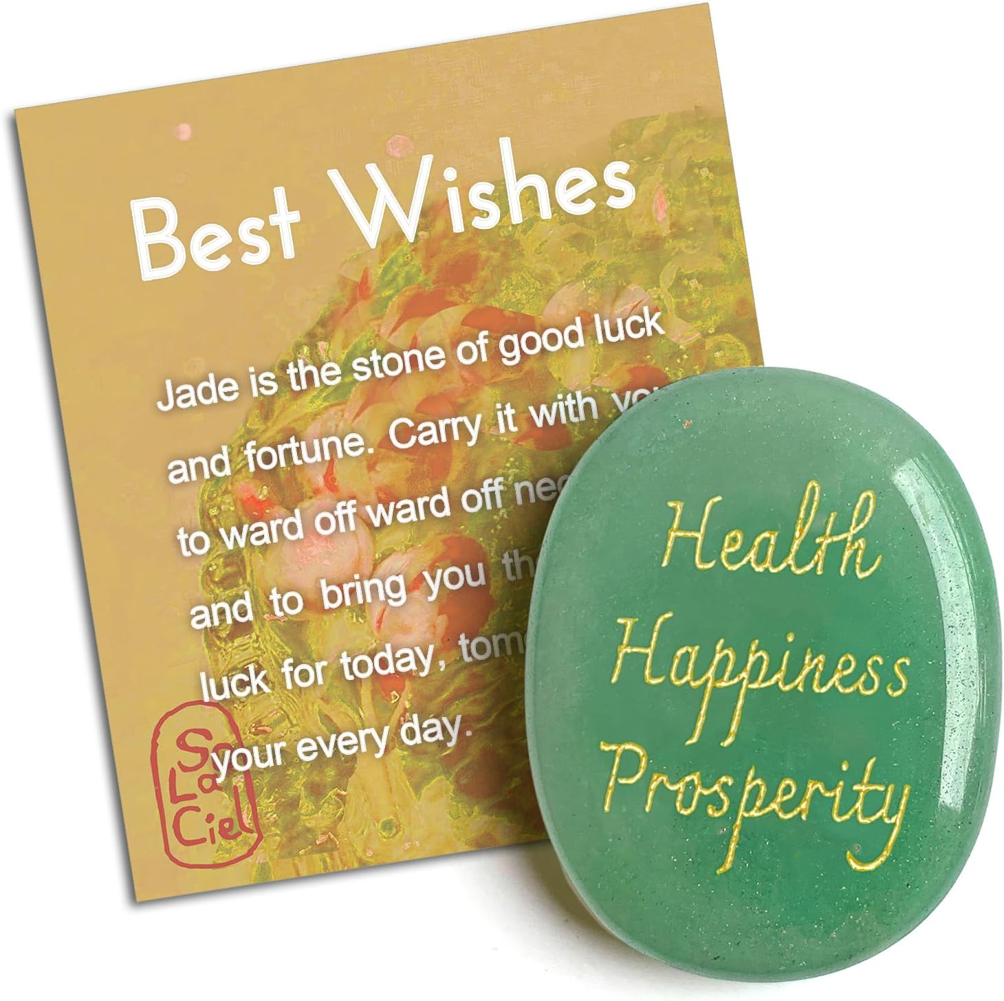 Cristal calmante de jade natural, regalos únicos de cumpleaños, afirmaciones positivas, regalo de Navidad de la suerte, regalos inspiradores de Año