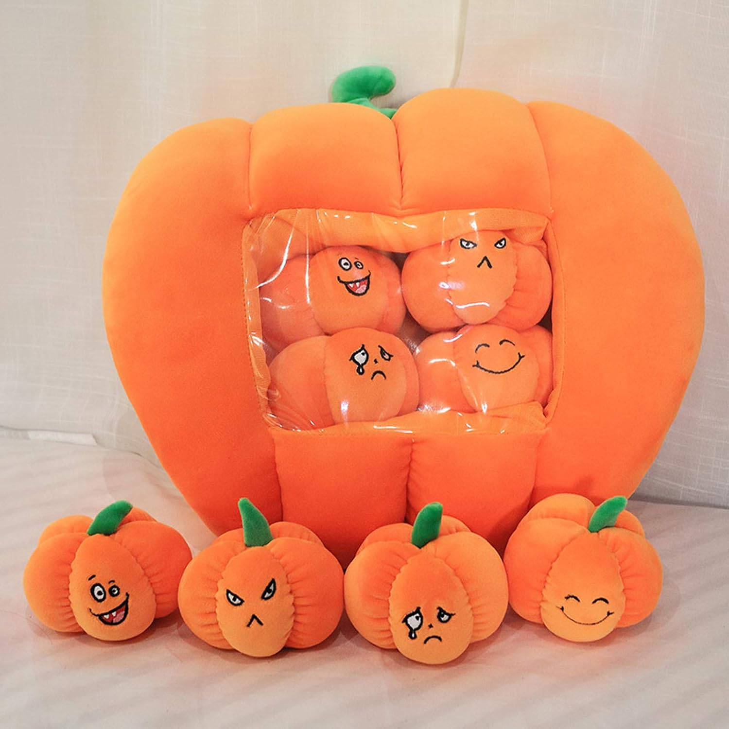 REFAHB Almohada decorativa de calabaza esponjosa y duradera para Halloween, almohada decorativa para sofá, almohada de felpa de calabaza suave,