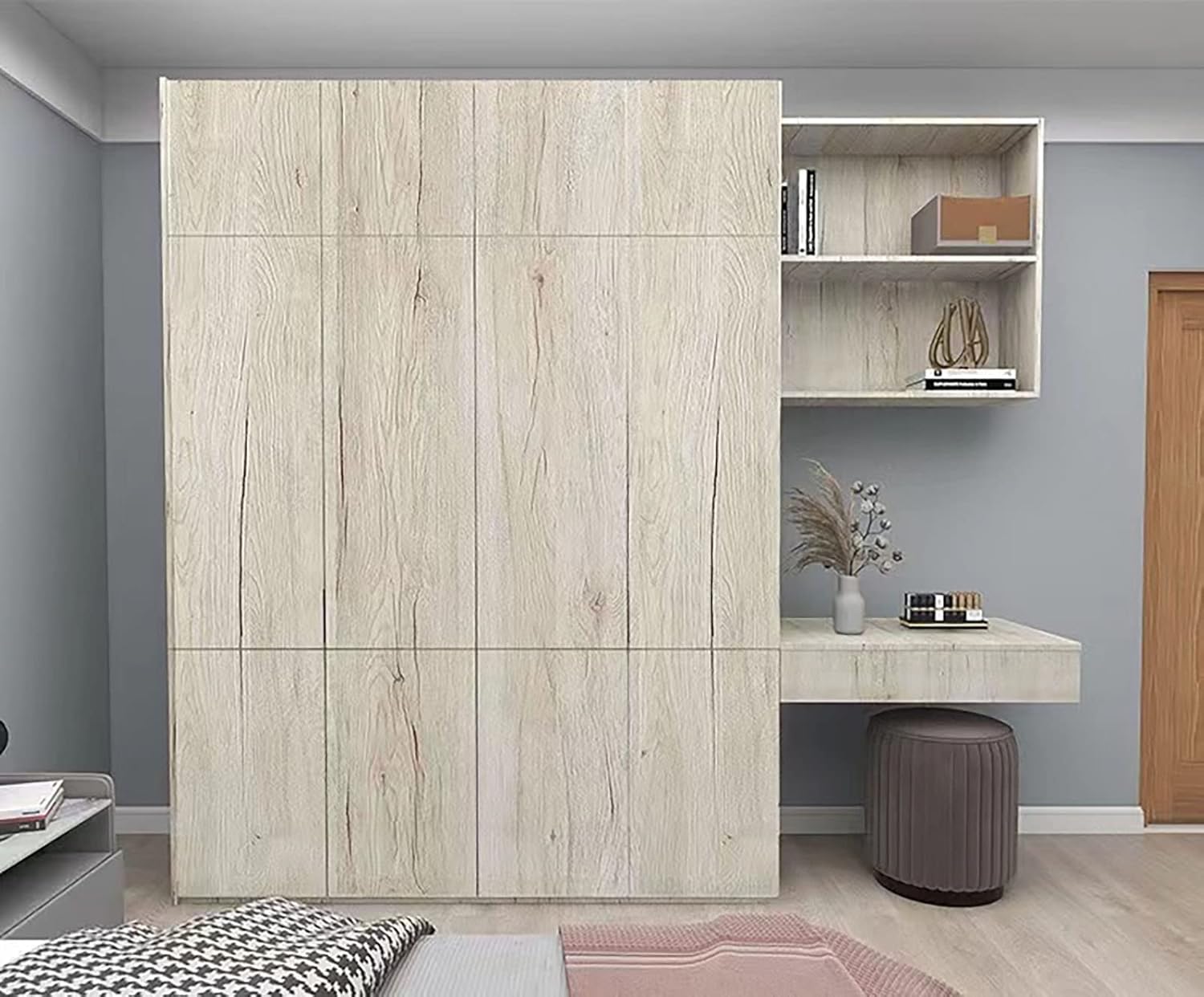 AISHEDYER Papel de contacto de madera de arce blanco de 15.7 x 197 pulgadas, papel tapiz autoadhesivo autoadhesivo de vinilo decorativo en madera
