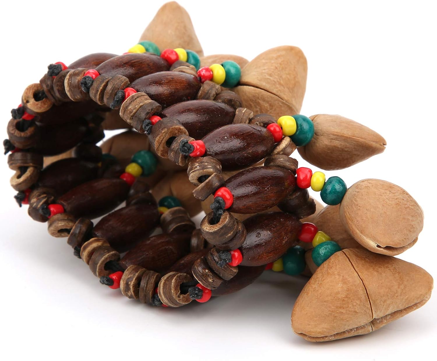 RiToEasysports Pulsera de tambor africano, hecha a mano, con concha de nuez, percusión, estilo tribal africano, pulsera de tambor con sonido nítido