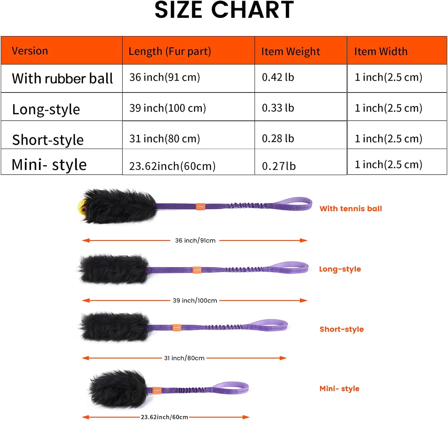 HOWGO Juguete de cuerda para perro, juguete Bungee Chaser 100% piel de oveja, juguete de remolcador con olor de oveja para todas las razas (morado,