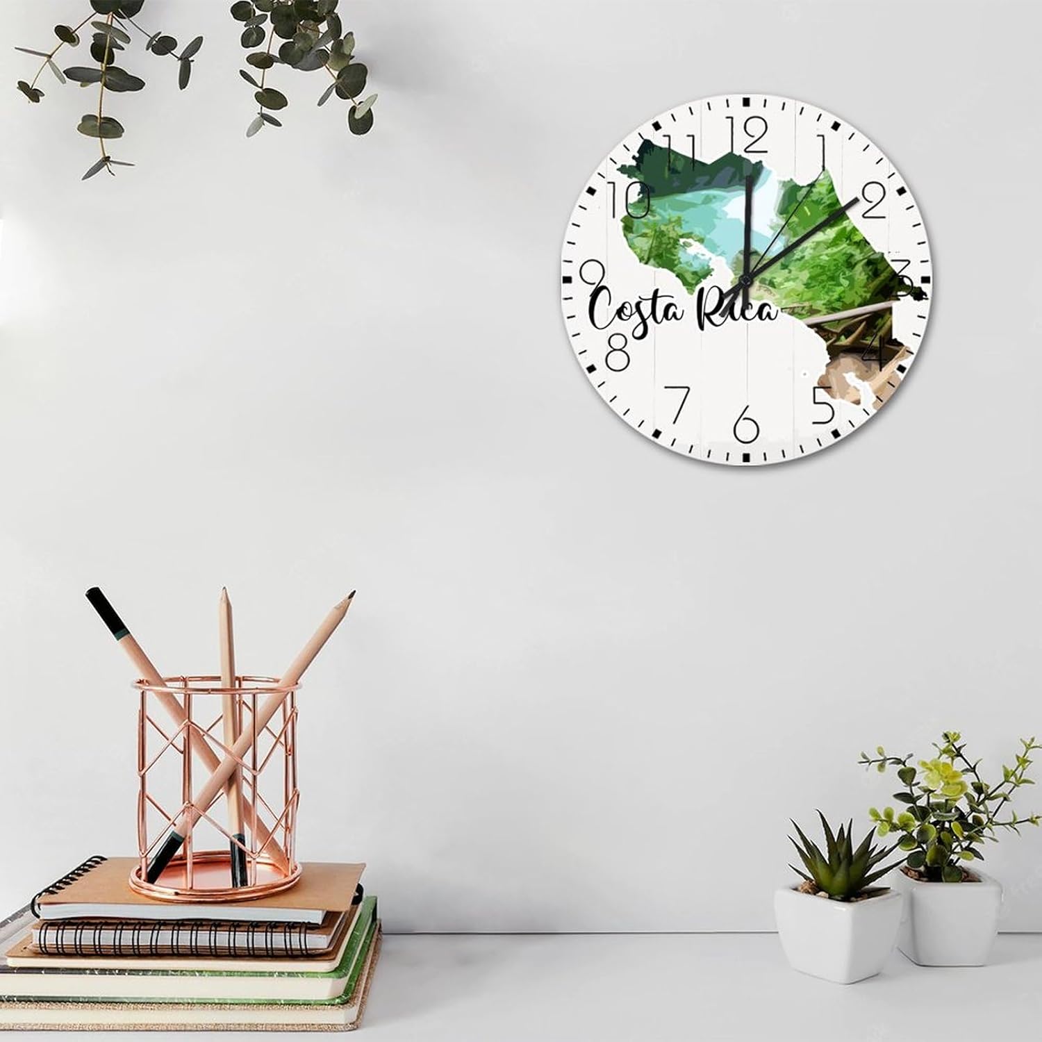Relojes de pared de madera, redondos, silenciosos, sin tictac, relojes de pared decorativos de Costa Rica, edificio moderno, decoración de pared