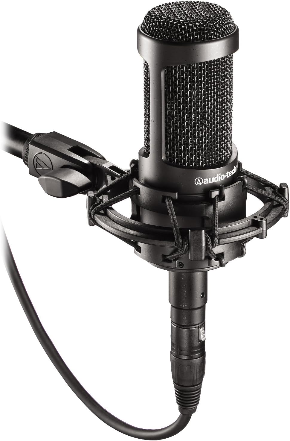 Audio Technica at2035Gran diphragm Micrófono de condensador wshock Mount y Broadcast Boom Arm