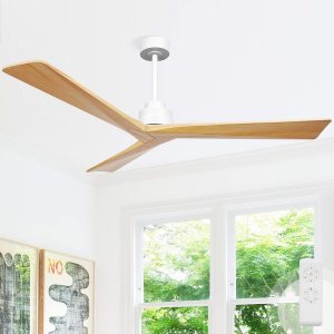 KAPOEFAN Ventilador de techo de 60 pulgadas sin luz, ventilador de techo de madera sin luz con control remoto, ahorro de energía silencioso con 6 KAPOEFAN Ventilador de techo de 60 pulgadas sin luz, ventilador de techo de madera sin luz con control remoto, ahorro de energía silencioso con 6
