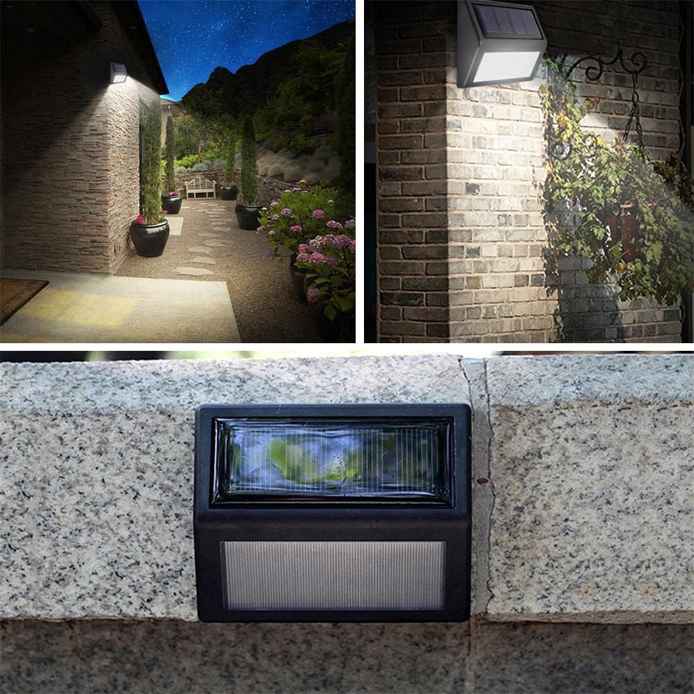 Luces solares para exteriores, impermeables, con energía solar, para patio, jardín, garaje, entrada, camino, iluminación de pared exterior (blanco