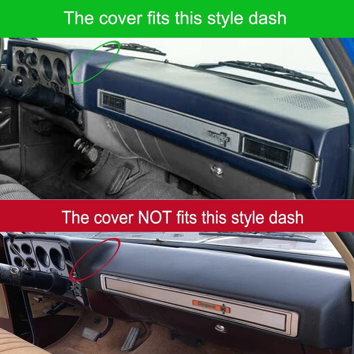 Yiz Tapete de cubierta de tablero para Chevrolet Chevy CKRV Series 1981-1991, Suburban Blazer, GMC CKRV Series Jimmy, tapete para cubierta de