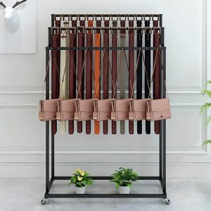 Percha de cinturón de metal montado en el suelo con ruedas Organizador independiente para corbatas, soporte para bufandas, chales y bolsos, estante Percha de cinturón de metal montado en el suelo con ruedas Organizador independiente para corbatas, soporte para bufandas, chales y bolsos, estante