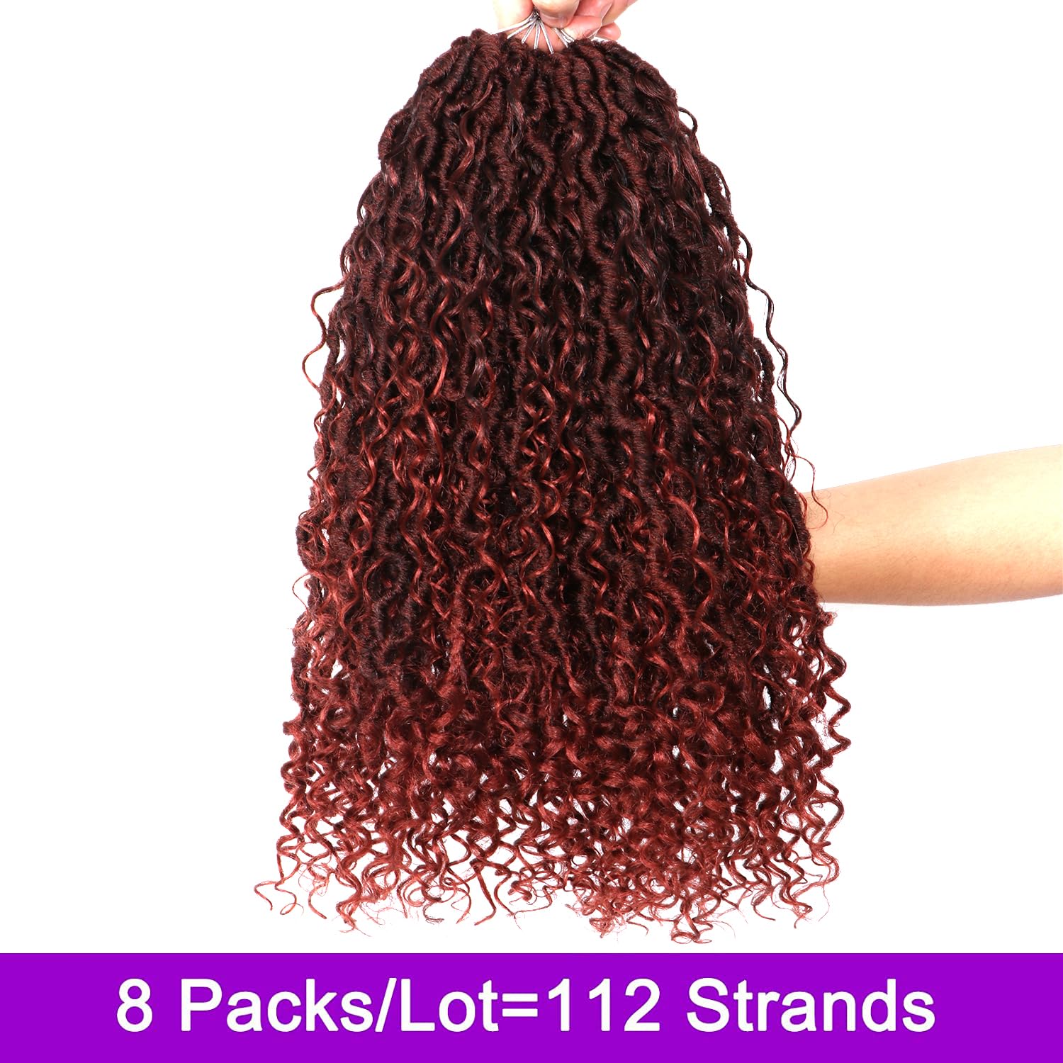 8 paquetes de cabello sintético de ganchillo Goddess Locs de 18 pulgadas para mujeres negras, extensiones de cabello sintético preanudado suave con
