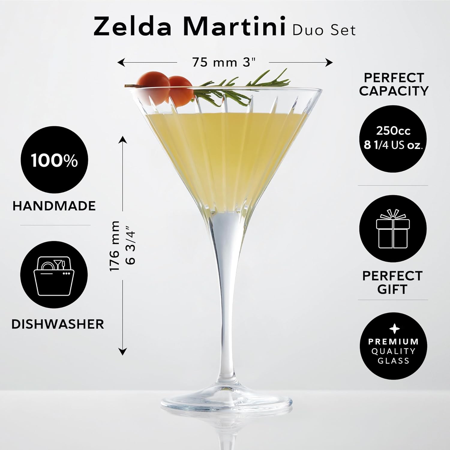 Juego de vasos de Martini para cóctel, juego de cristalería de alta calidad, para bar Martini, Cosmopolitan, Gimlet, vodka, ginebra y cócteles,