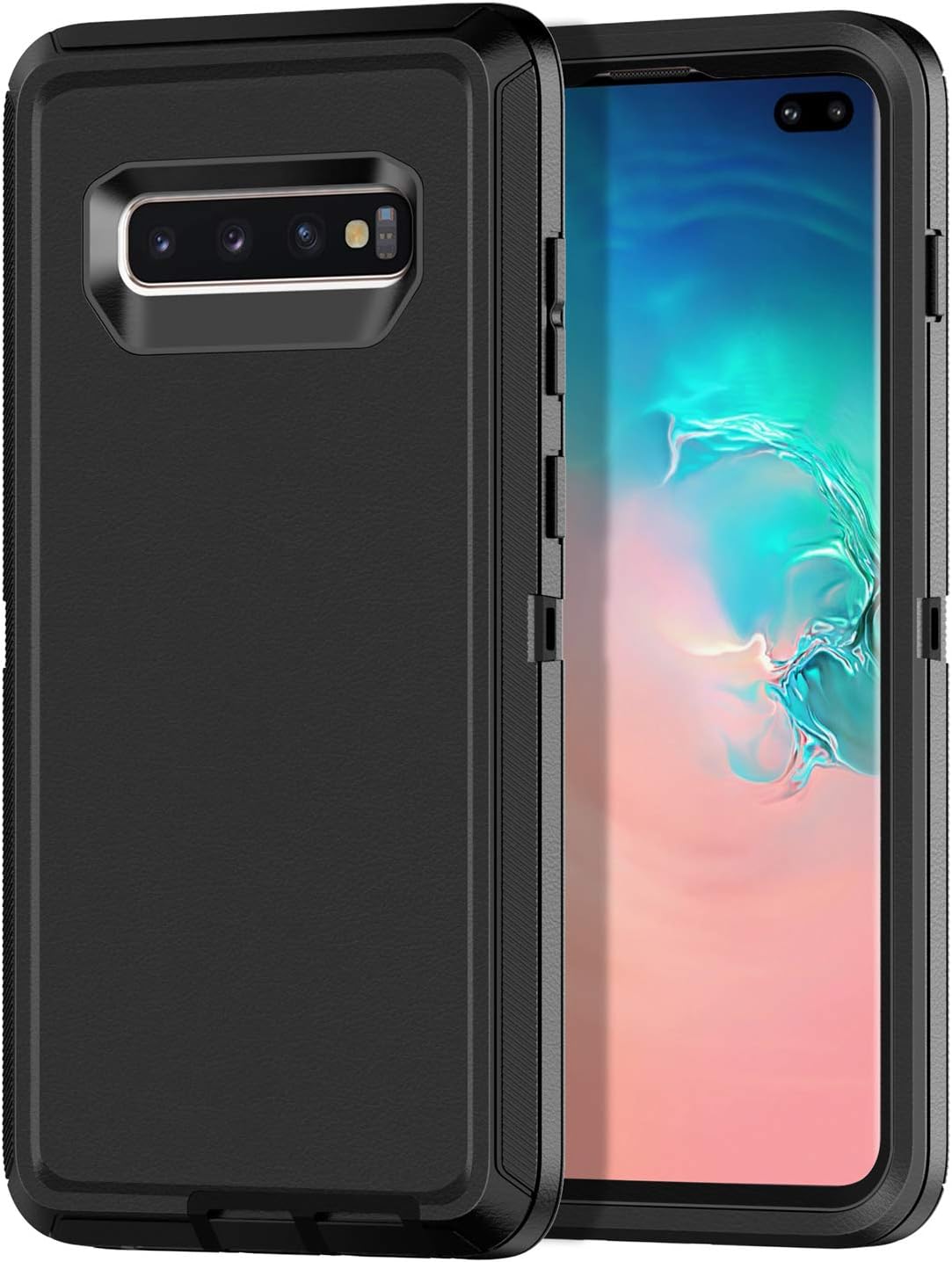I-HONVA Funda para Galaxy S10 Plus a prueba de golpes, a prueba de polvo y caídas, 3 capas de protección de cuerpo completo sin protector de
