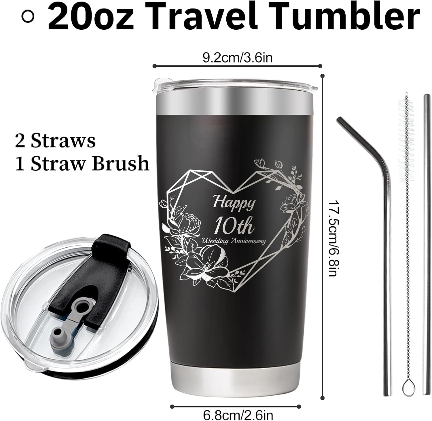 Vaso personalizado con texto 9 diseños, 10 colores, vaso de viaje aislado al vacío con tapa y pajilla, regalo de agradecimiento personalizado de