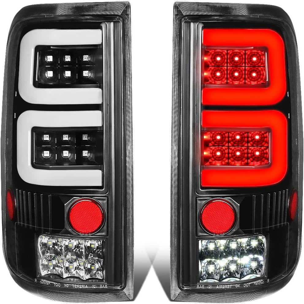 DNA MOTORING TL-F15004-LED-3D-BK-CL Conjunto de luz trasera LED 3D para lado del conductor y del pasajero compatible con Ford F150 Lobo 04-08