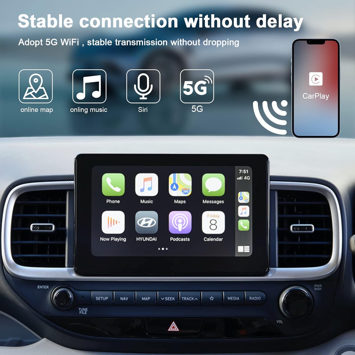 Apple Carplay – Adaptador inalámbrico 2022 actualizado Apple CarPlay Dongle para el CarPlay original con cable del automóvil, convierte el CarPlay