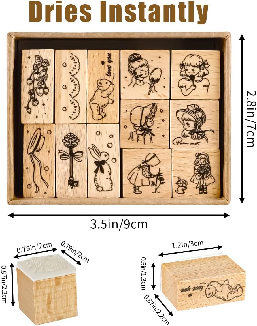 Sello de goma con patrones de plantas de madera, juego de sellos de goma decorativos de madera para manualidades, tarjetas de manualidades, álbumes