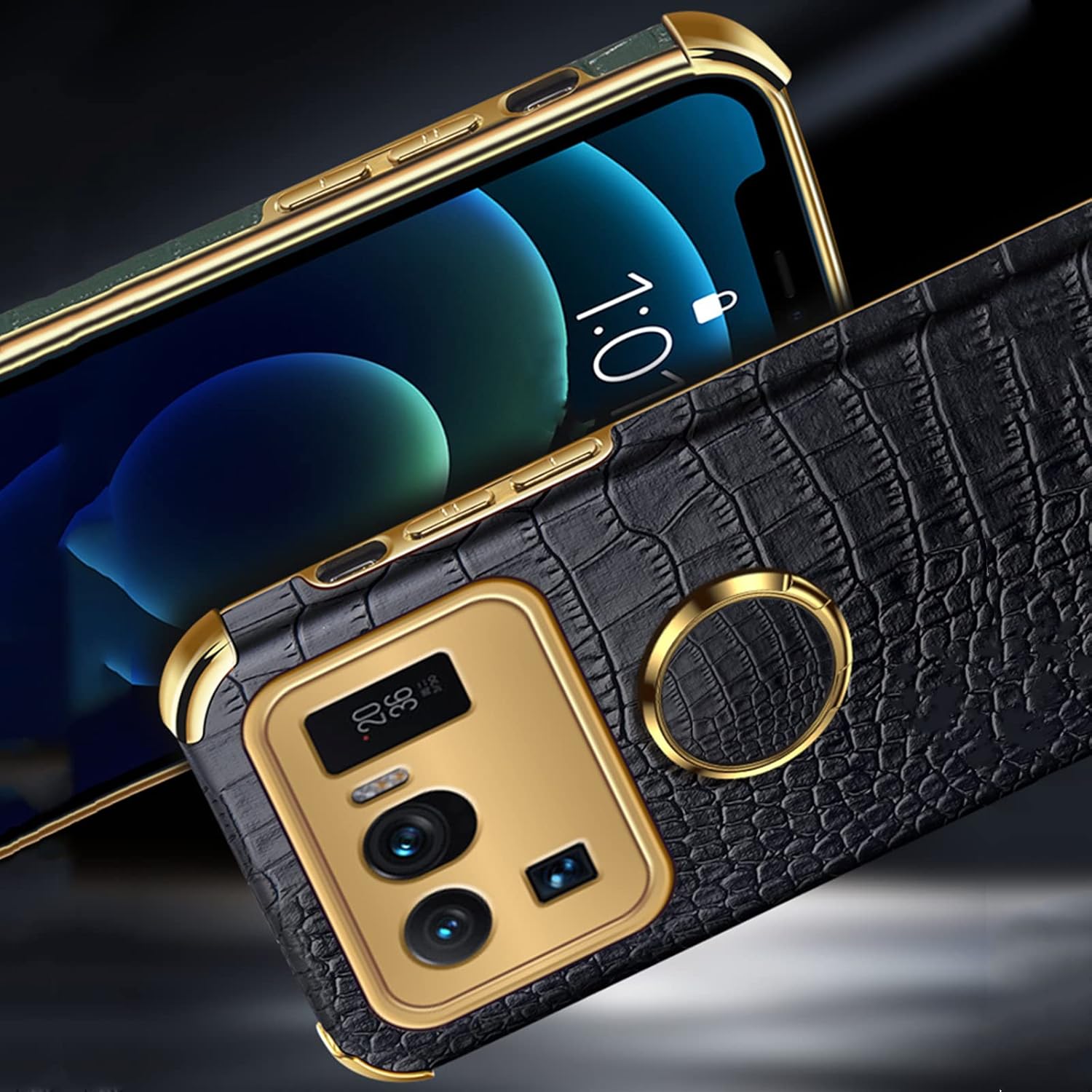 GHMONKEY Caja de teléfono de cuero suave de lujo con soporte giratorio de anillo de dedo para Xiaomi Poco X3 X4 NFC Pro 5G Cubierta protectora de