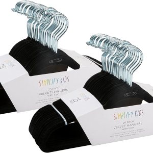 Simplify Paquete de 50 perchas de terciopelo para niños, delgadas, diseño antideslizante, ahorro de espacio, ropa para niños, camisas, pantalones, Simplify Paquete de 50 perchas de terciopelo para niños, delgadas, diseño antideslizante, ahorro de espacio, ropa para niños, camisas, pantalones,