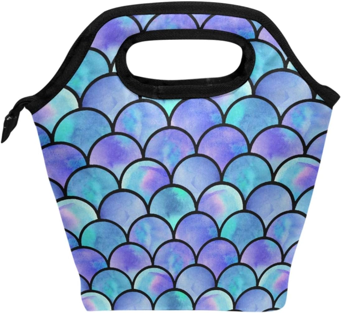 Naanle Bolsa de almuerzo aislada con cremallera para adultos, adolescentes, hombres y mujeres, loncheras de sirena oceánica, loncheras para preparar