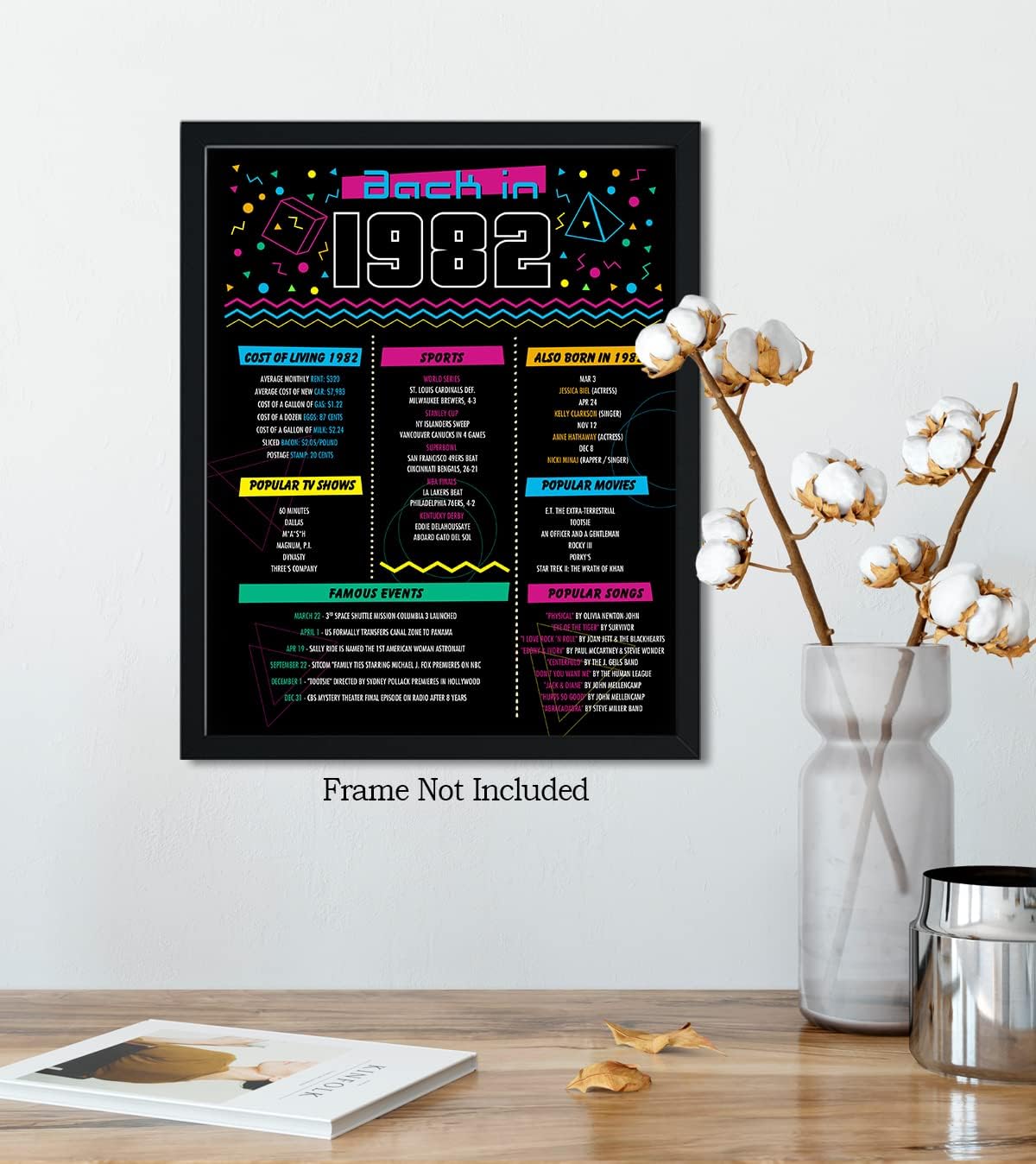 Regalos de cumpleaños número 40 para mujer – Decoración del hogar en 1982 – Regalo, decoraciones de fiesta, suministros para aniversario de boda –