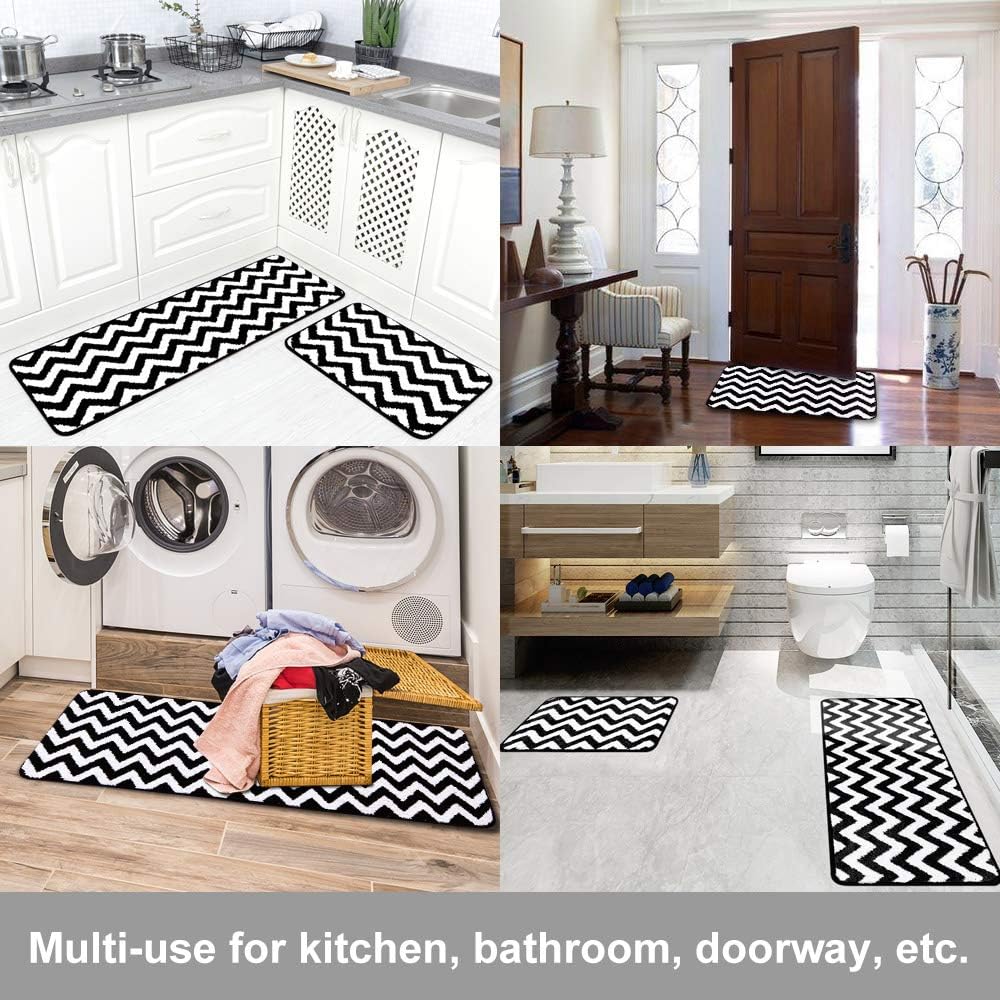 Carvapet – Juego de 2 alfombras de microfibra para cocina, antideslizantes, suaves, alfombra de baño