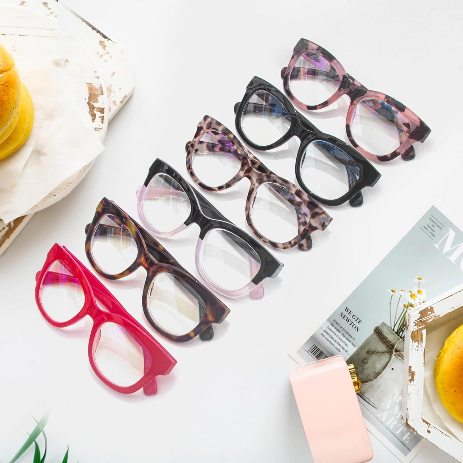Areyeth 6 pares de anteojos de lectura retro de gran tamaño para mujer, estilo Oprah, lectores grandes con bloqueo de luz azul (1.00X)