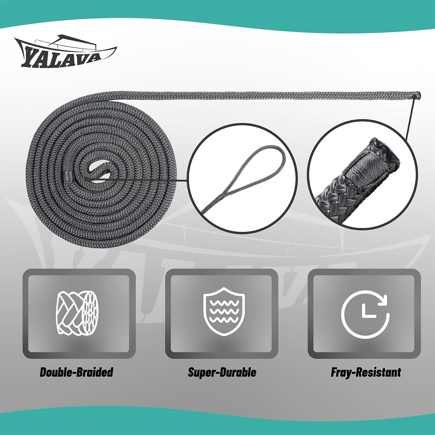 Dock Lines – Líneas de muelle de cuerda de nailon para barcos de doble trenzado, paquete de 2 unidades de 25 y 35 pies, accesorios para barcos