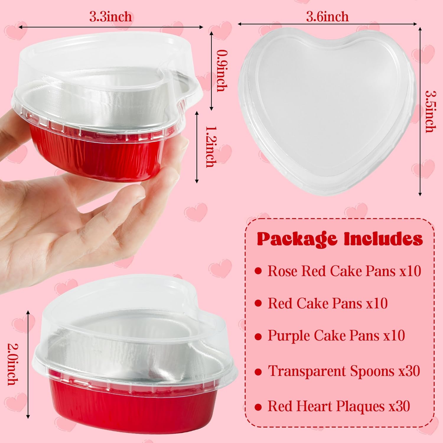 R HORSE 30 juegos de moldes para tartas en forma de corazón con tapa, recipiente multicolor para magdalenas, hojalata, papel de aluminio, taza para