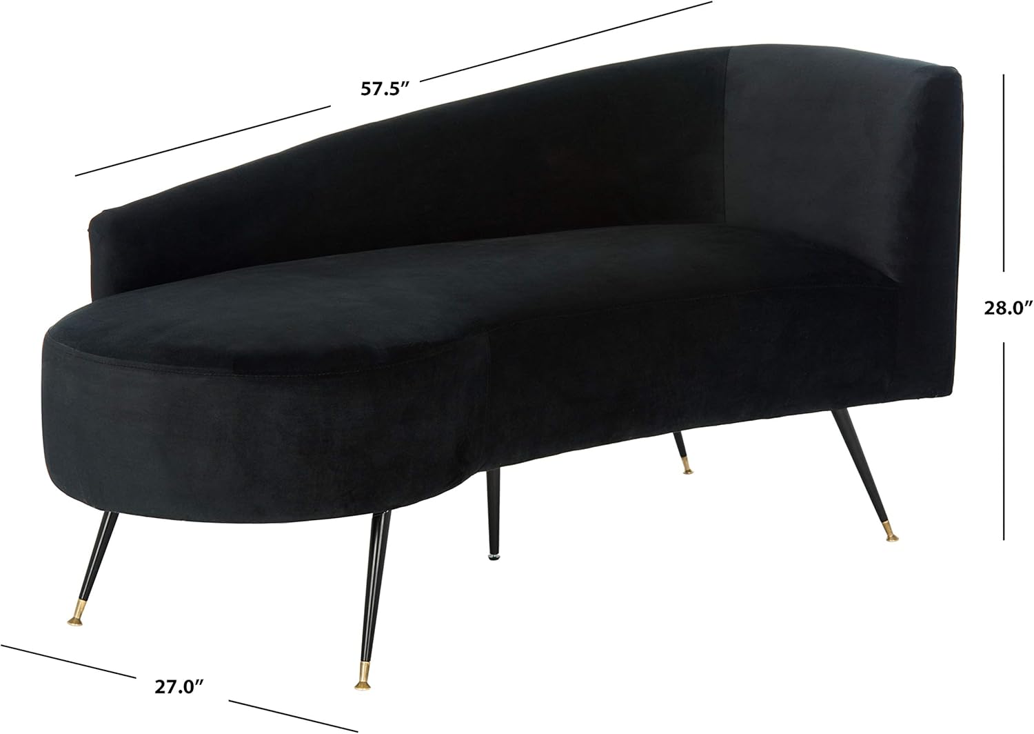 Safavieh Inicio Evangeline Glam Sofá biplaza parisino de terciopelo negro