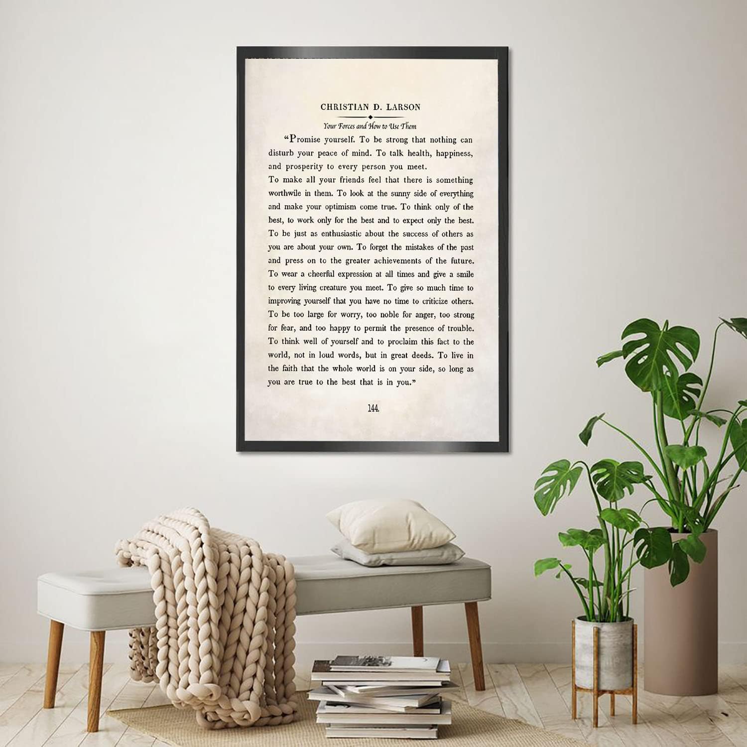 RCVTVPV Christian D. Larson – Lienzo decorativo para pared, con cita de The Optimists Creed, para hogar, oficina, apartamento, listo para colgar