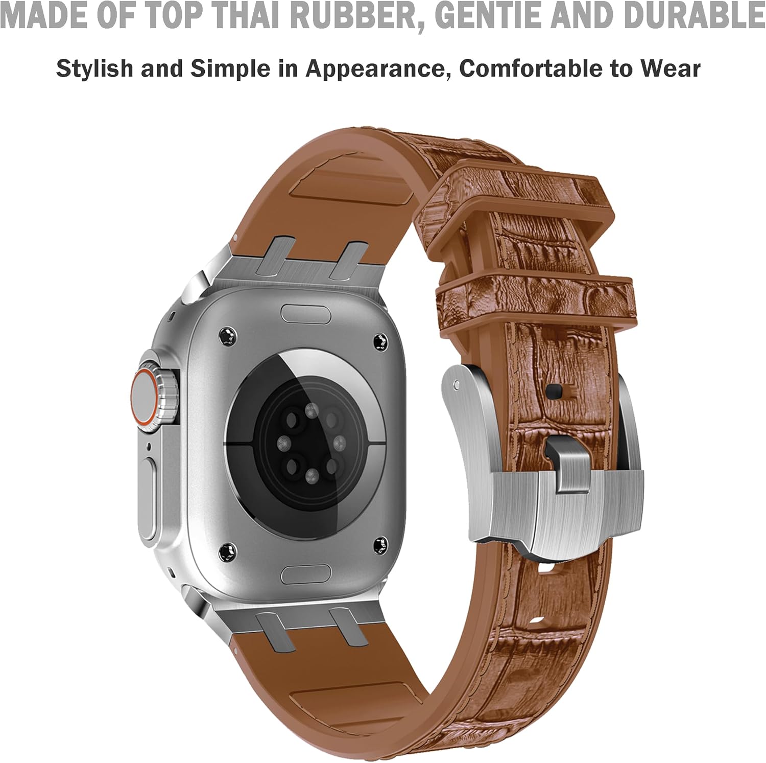 Correa de reloj de lujo compatible con Apple Watch Ultra Band de 1.929 in 1.772 in 1.732 in 1.654 in para hombres, correa de reloj de goma de