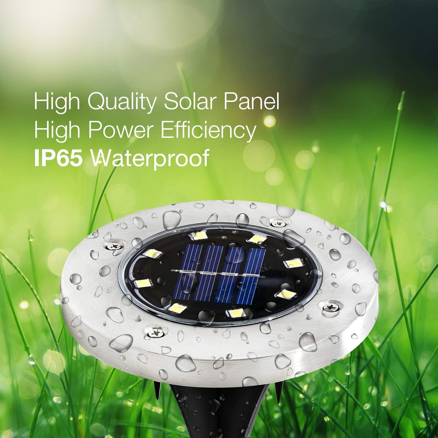 ExpertPower Luz de suelo alimentada por energía solar para vacaciones de Navidad, 8 luces LED impermeables para patio con sensor oscuro para