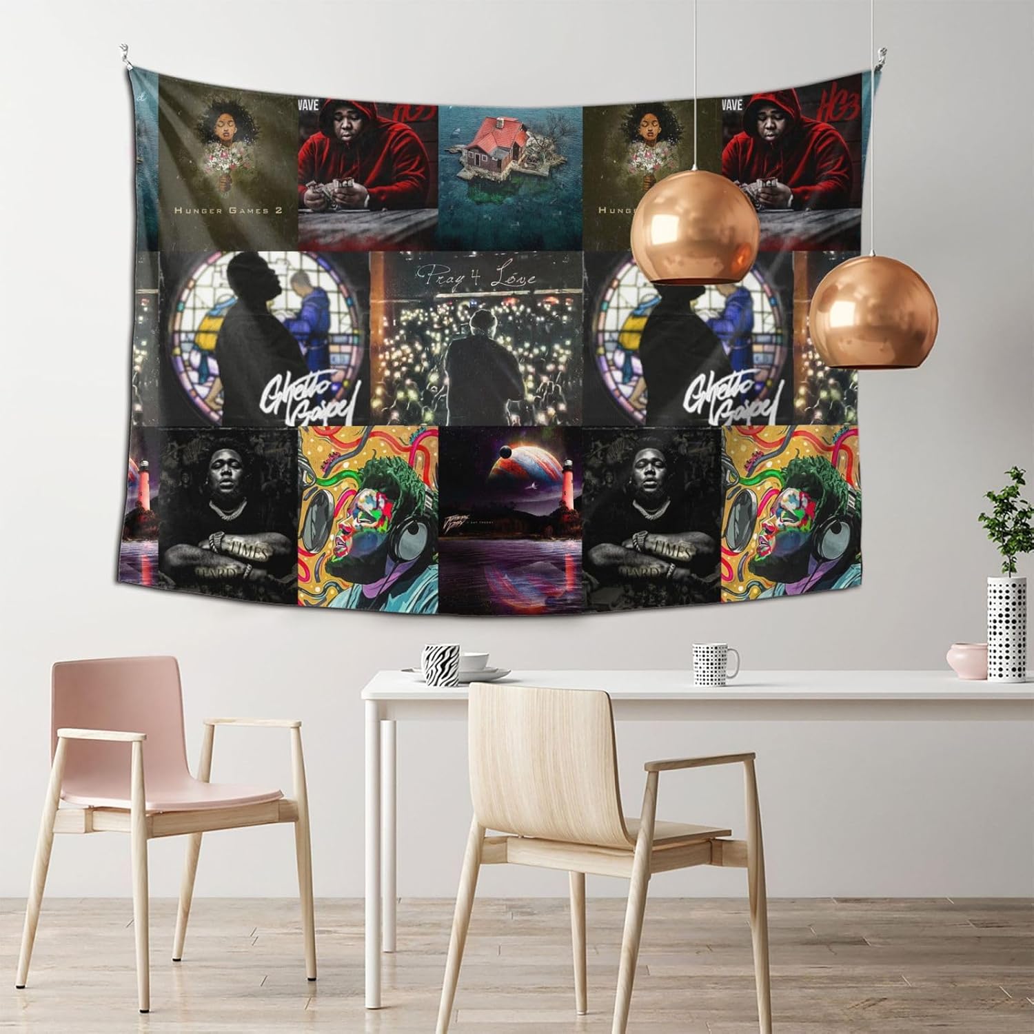ALTUY Tapiz de varillas de rapero, tapiz de ondas de rapero, tapiz para colgar en la pared, arte de pared, tapiz de bandera estadounidense, póster