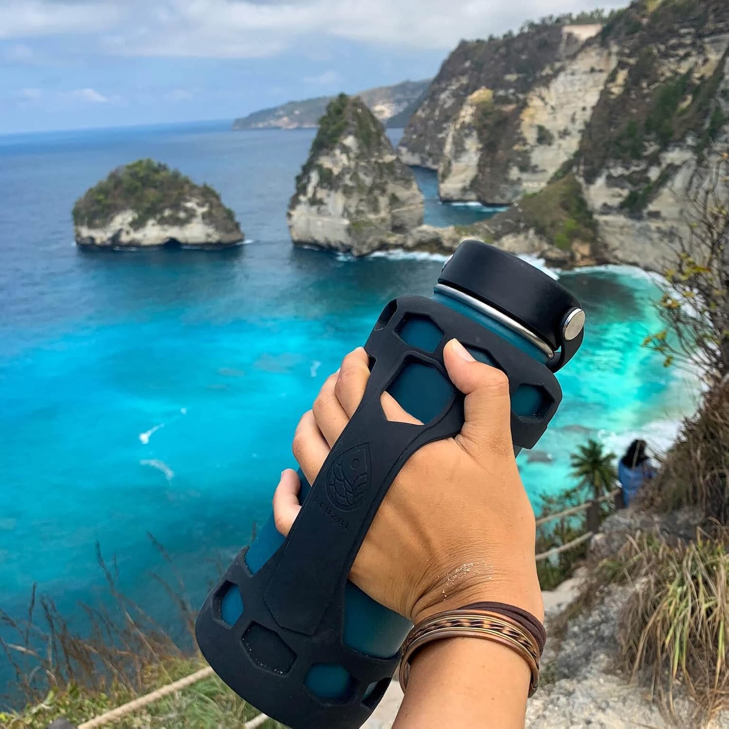 REUZBL Protector de funda de silicona para maletero con asa para Hydro Flask de 40 onzas, 32 onzas, 24 onzas, 21 onzas y accesorios similares para