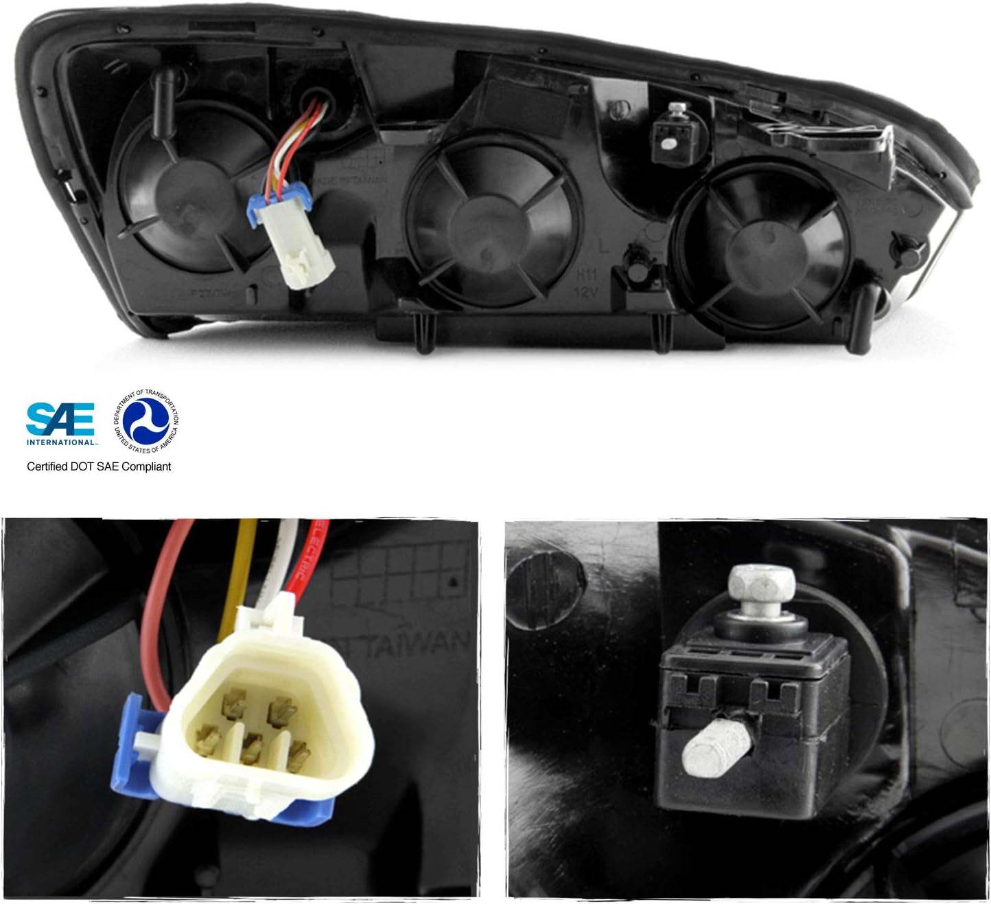 AKKON – Compatible con Chevy Malibu 2004-2007 2008 Malibu Classic LSLT Modelo tipo halógeno Par de faros delanteros cromados izquierdo+derecho