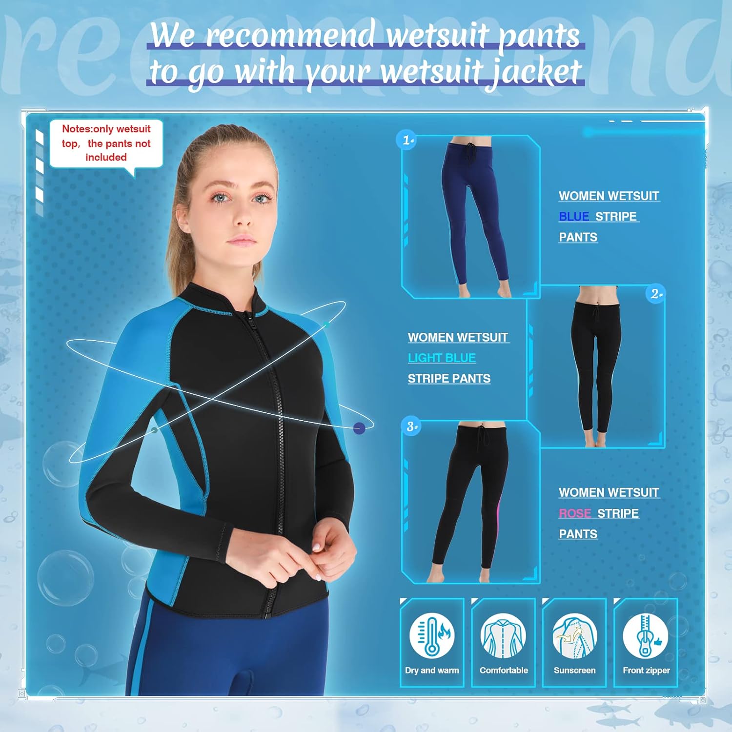 Wetsuit Top Men, Wet Suit Tops Womens in Cold Water Weather, Wetsuit Jacket Mens Neoprene Long Sleeve for Surf Swim Snorkeling Canoeing Scuba