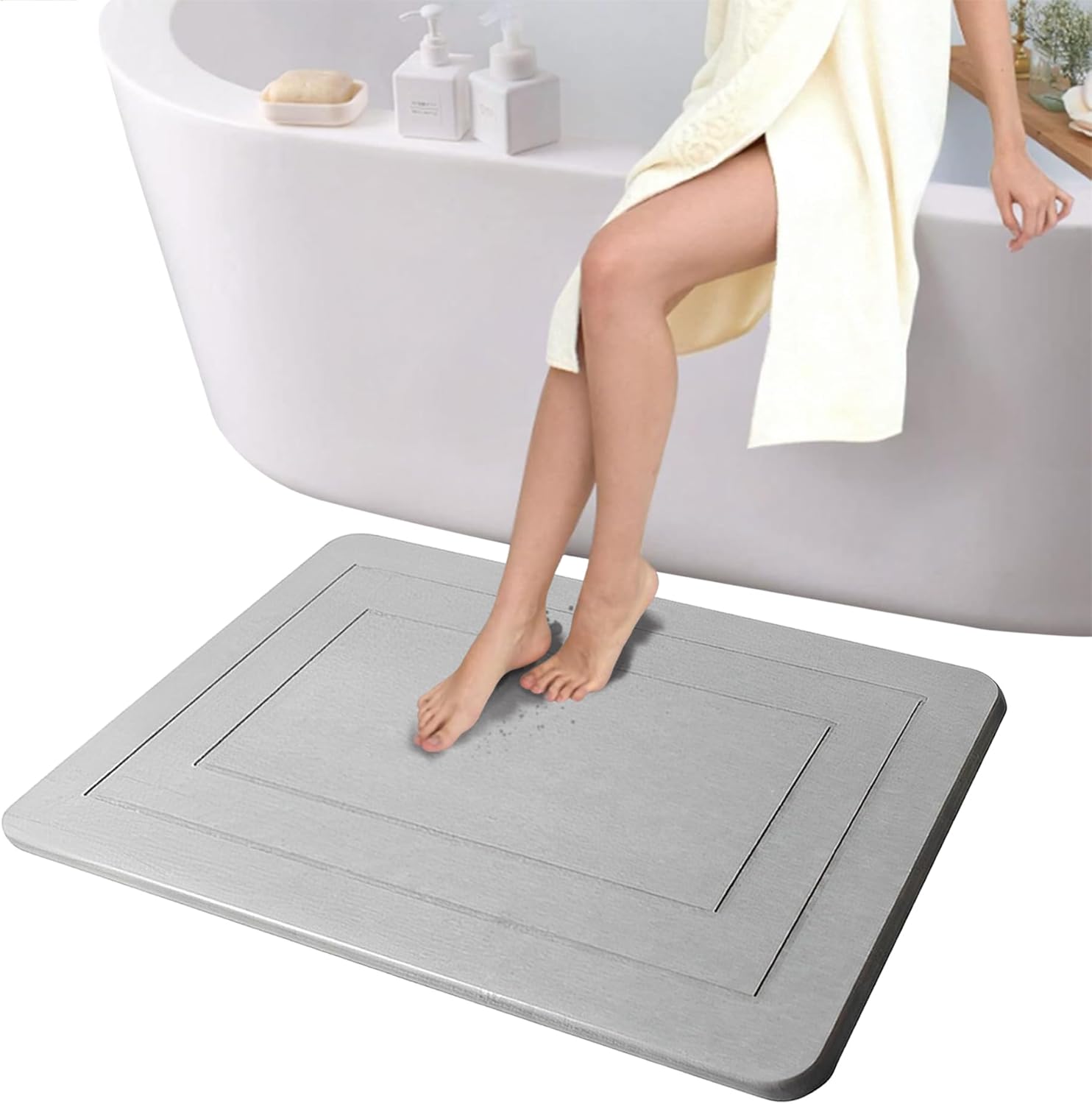 cosbur Tapete de baño de tierra de diatomeas, tapete de baño de piedra para baño, tapete antideslizante de secado rápido para encimera de cocina,