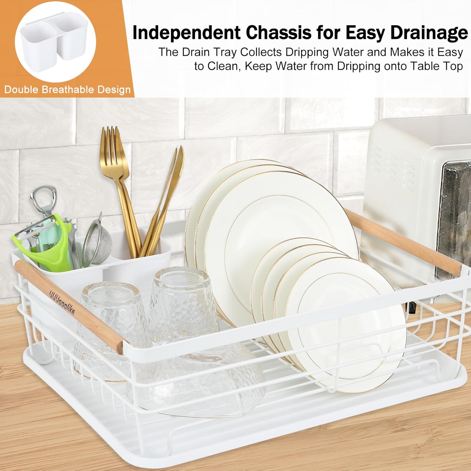 UUUppplike – Escurridor de platos, para encimera de cocina, sobre el fregadero, tabla de drenaje. Escurridor de platos duradero, soporte para