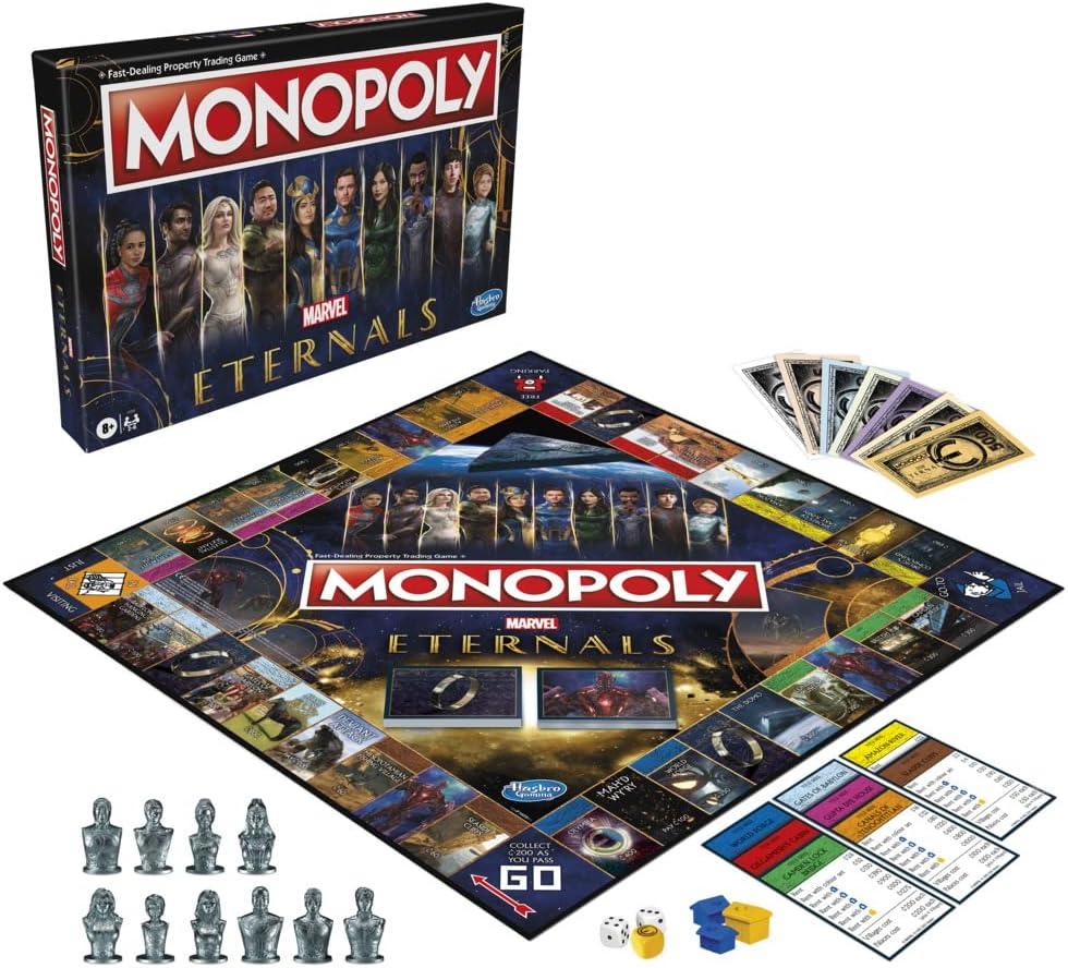Monopoly Marvel Studios’ Eternals Edition – Juego de mesa para fanáticos de Marvel, niños a partir de 8 años
