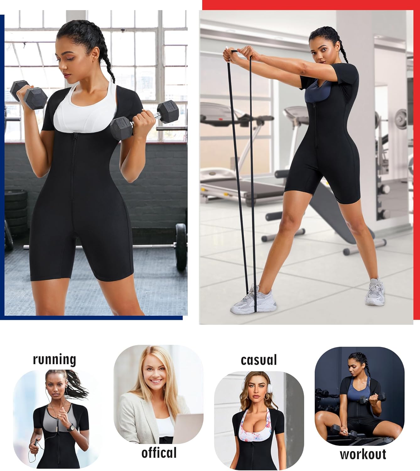 KUMAYES Traje de sauna, chaleco de sudor, entrenador de cintura para mujer, 4 en 1, adelgazante, moldeador de cuerpo completo, camiseta de