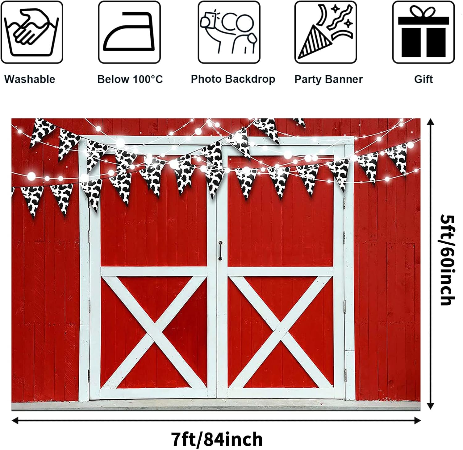 Avezano Decoraciones de fiesta de granja, telón de fondo de puerta de granero, temática de animales de granja, pancarta para fiesta de cumpleaños,