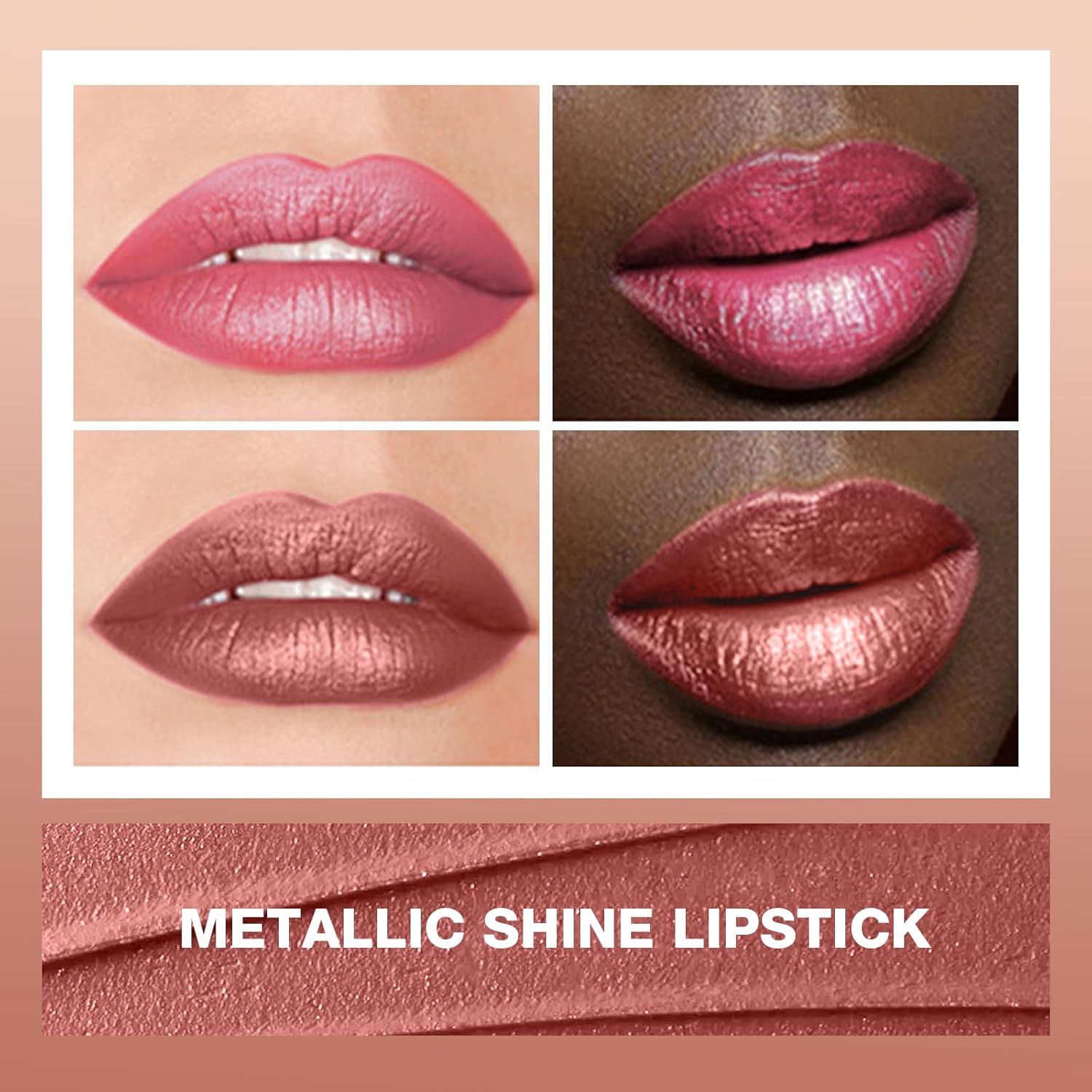 BEAUTY SEARCHER – Lápiz labial, acabado metálico, bálsamo labial brillante hidratante, terciopelo nude, rojo, hidratación de larga duración,