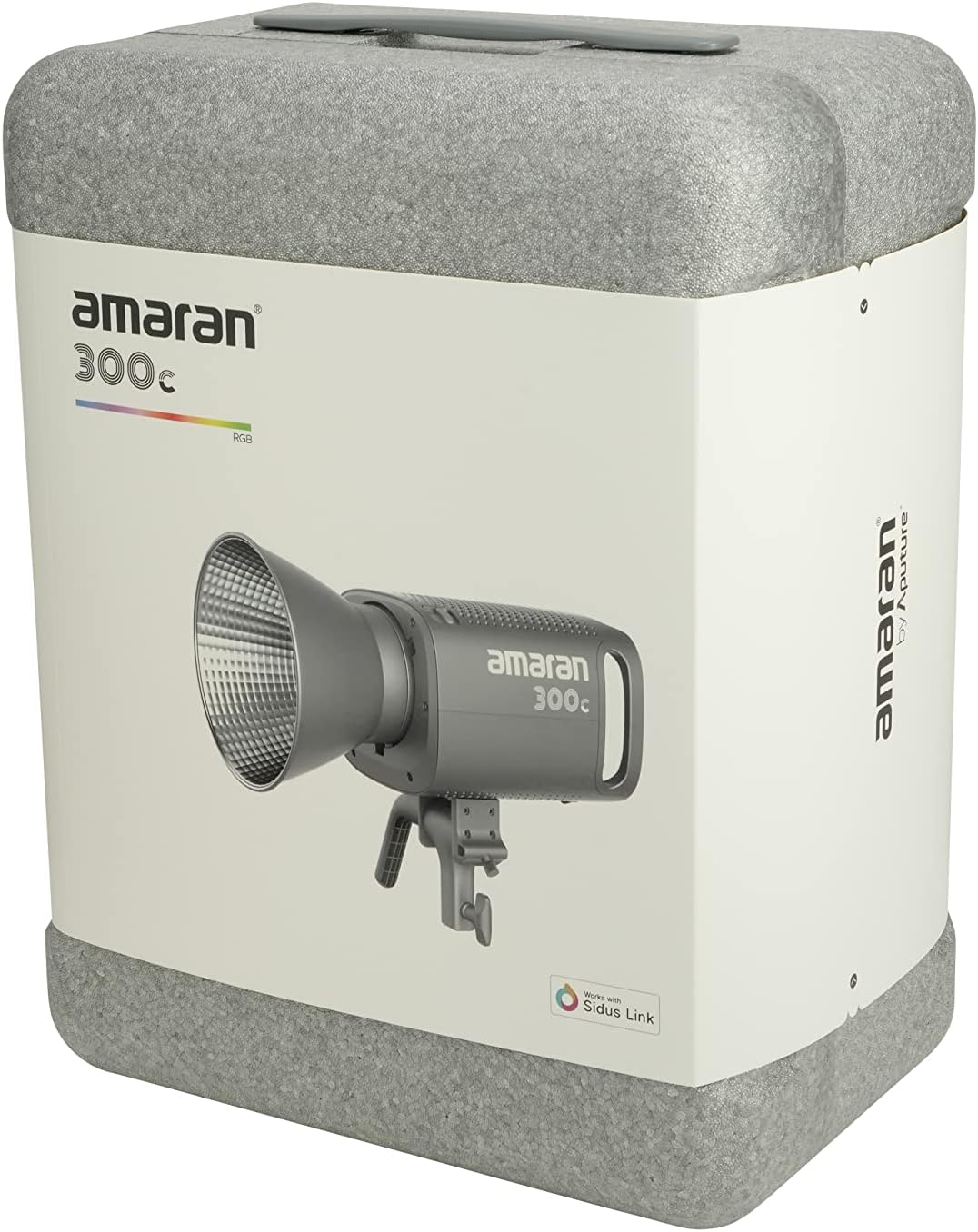 Aputure Amaran 300c RGB COB luz de vídeo Bowen Mount 2,500K a 7,500K CCT con ajuste GM 26,580 lux  3.3 ft con soporte de hiperreflector APP Control