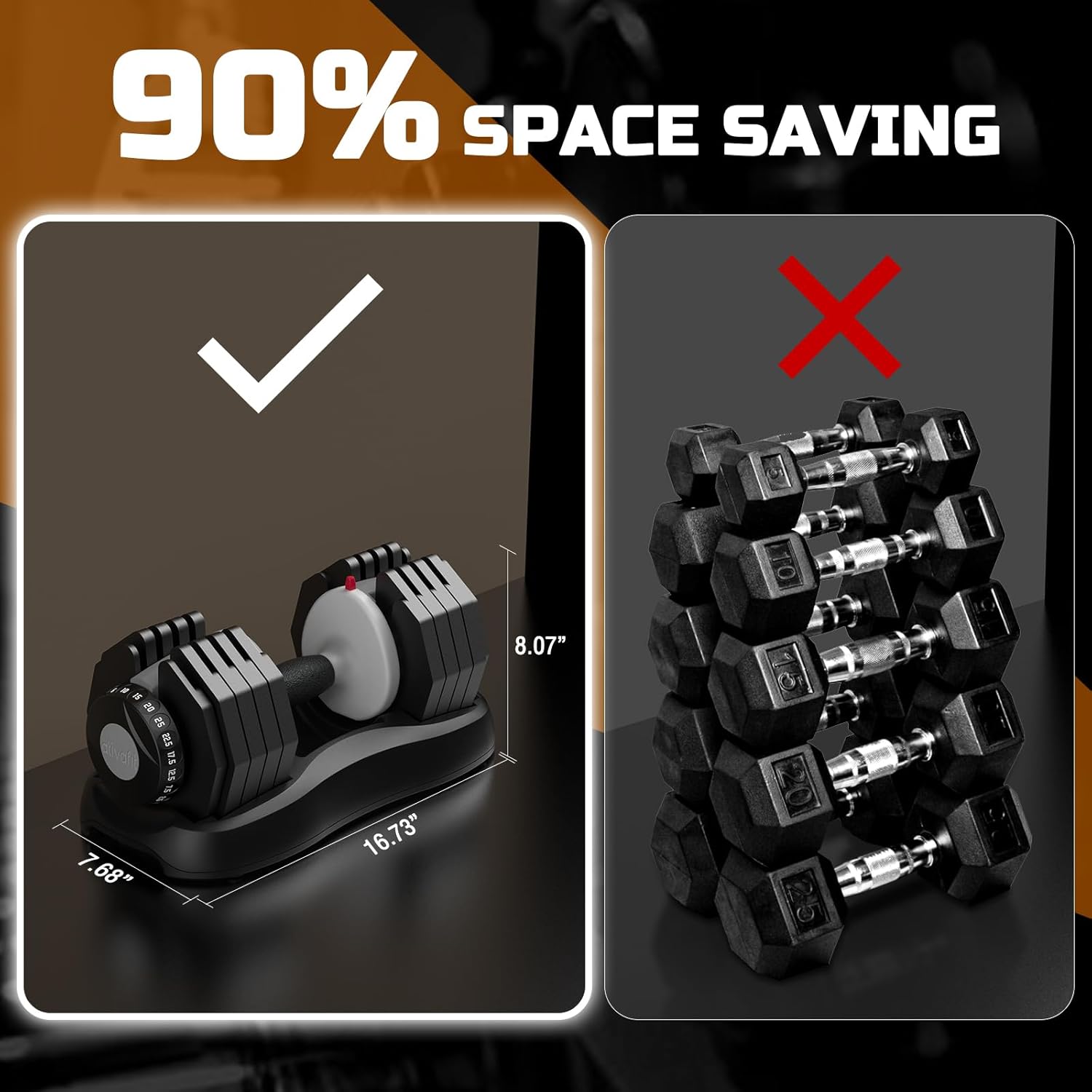 ATIVAFIT Adjustable Dumbbell Set, 55LB Dumbbell Weights Set, 10 in 1 Free Weights Fast Adjusted by One Hand, Dumbbells with Safety Lock, Anti-Slip - Imagen 7