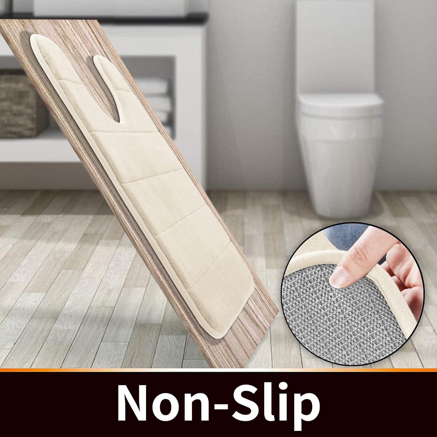 Yimobra – Alfombrilla de baño con espuma viscoelástica en forma de U, suave y cómodo, muy absorbente de agua, antideslizante, gruesa, lavable a