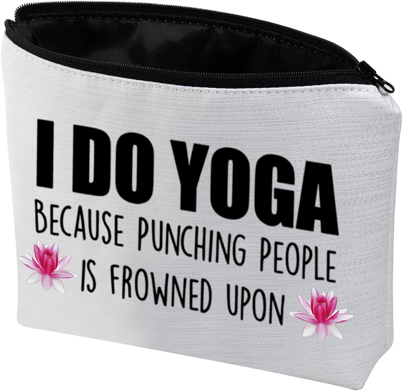 Regalo de yoga, regalo para amantes del yoga, bolsa de maquillaje para instructor de yoga, bolsa de maquillaje I Do Yoga Because Punch People Is